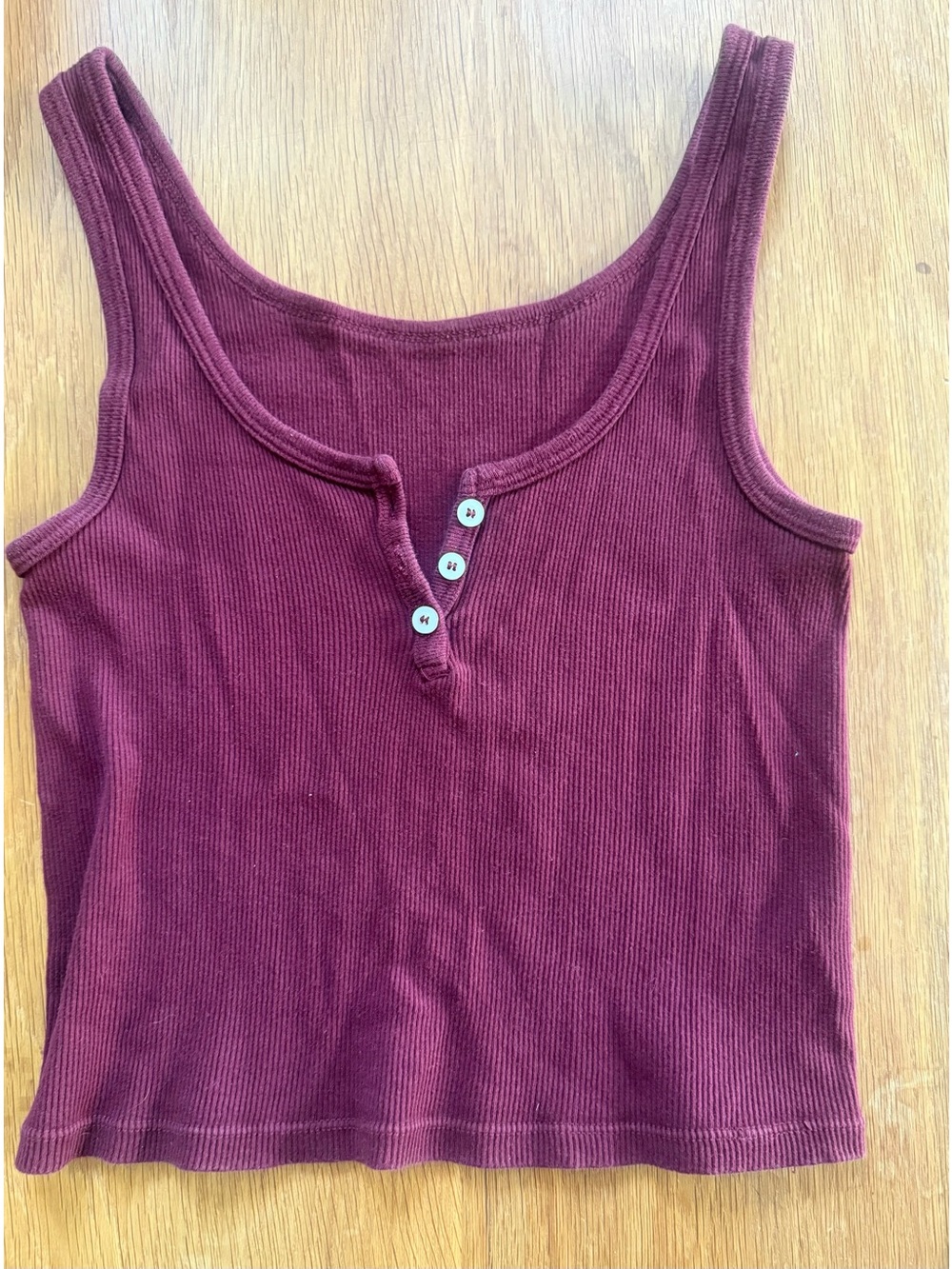Brandy Melville Ribbed Tank Top in Deep Burgundy-small